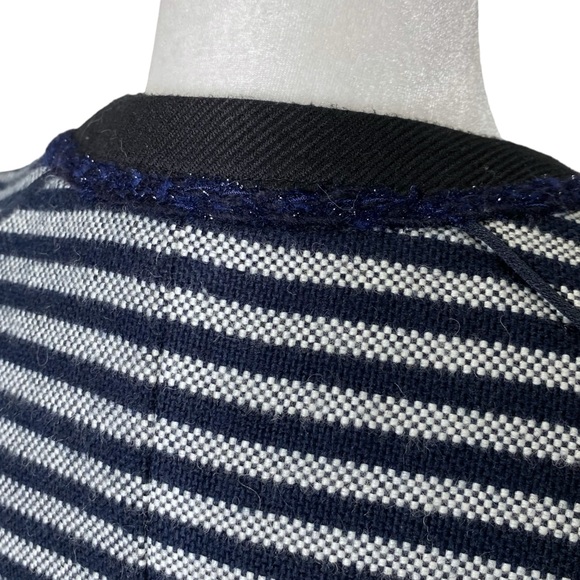 J Crew Women’s Zip Front Tweed Navy Striped Blazer Suit Jacket Academia Office - Picture 8 of 12